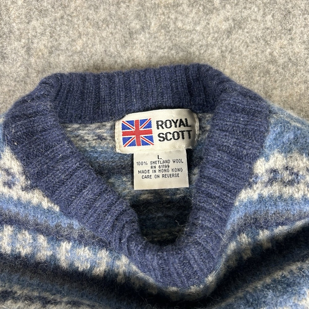 Vintage Royal Scott Sweater Womens Large Shetland Wool Fair Isle Nordic Print - Picture 2 of 5